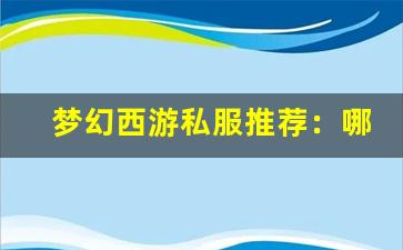 <b>梦幻西游私服推荐：哪些服务器值得尝试</b>