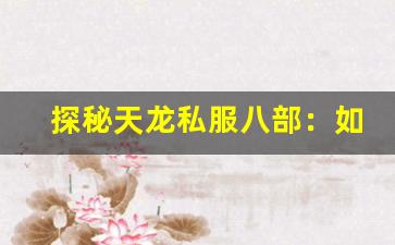 <b>探秘天龙私服八部：如何在私人服务器中提升战斗力</b>