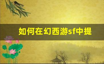 <b>如何在幻西游sf中快速提升角色实力</b>